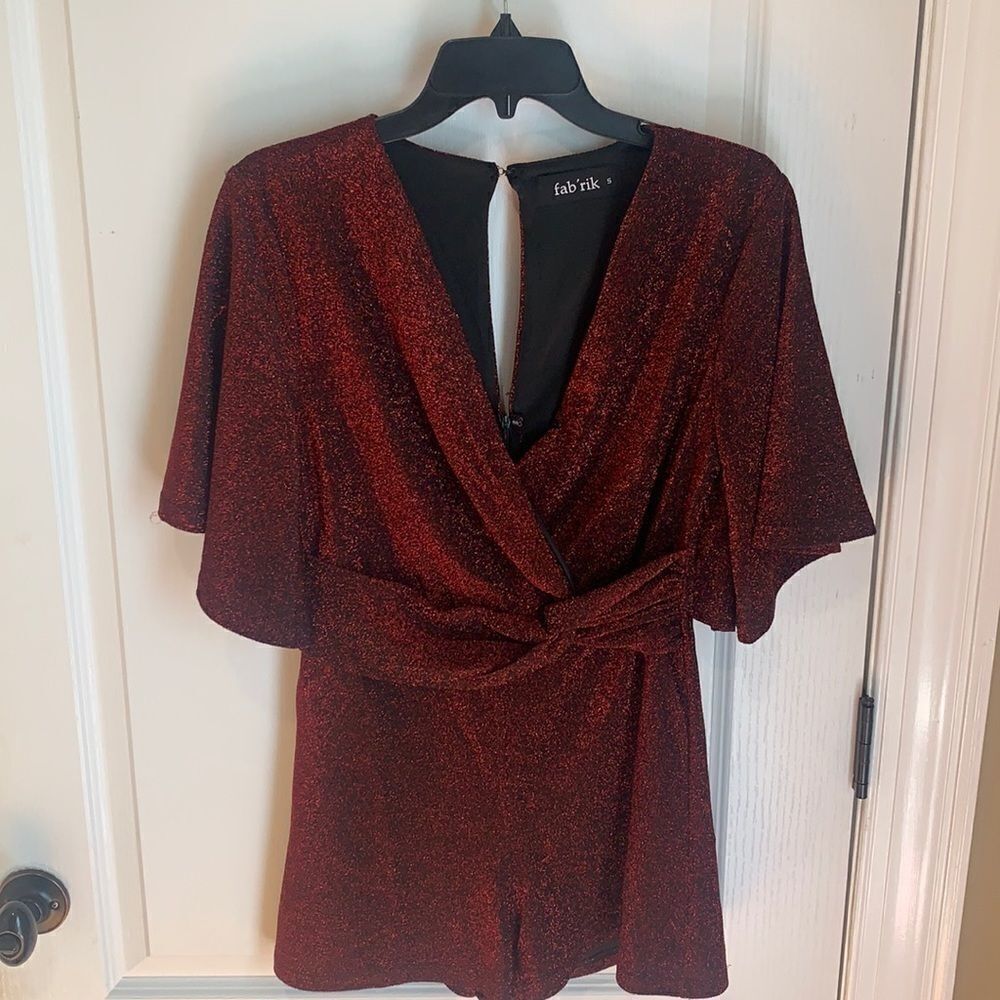 New Fab’rik Tyche red sparkly romper for Holidays